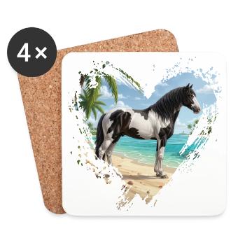 Ein Abaco-Pferdebart, der Strand und ein Herz - Untersetzer (4er-Set) - Weiß - Vorne