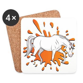 A manga-style drawing of an Abbayan horse - Coasters (set of 4) - white - Front