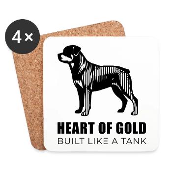 Silhouette linéaire Rotti - Cœur d’or Rottweiler - Dessous de verre (lot de 4) - blanc - Devant