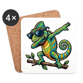 Escarpage du Caméléon - Dessous de verre (lot de 4) - blanc - Devant