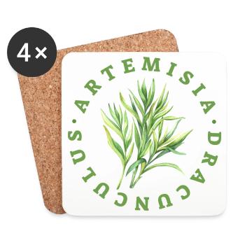 Artemisia Dracunculus Blattemblem - Untersetzer (4er-Set) - Weiß - Vorne