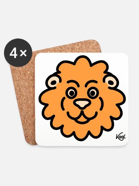 Lion Large - Coasters (set of 4) - white