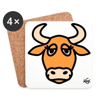 Grand Taureau - Dessous de verre (lot de 4) - blanc - Devant