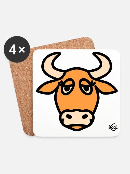 Stier groß - Untersetzer (4er-Set) - Weiß