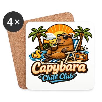 Capybara Chill Club – Funny Capybara Design - Coasters (set of 4) - white - Front