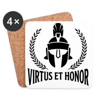 Virtus Et Honor Latin  - Motivational Quote - Coasters (set of 4) - white - Front