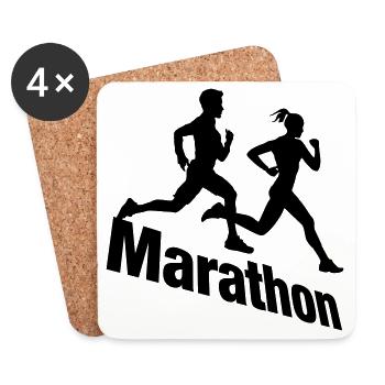 Duo de course – Marathon par équipes - Dessous de verre (lot de 4) - blanc - Devant