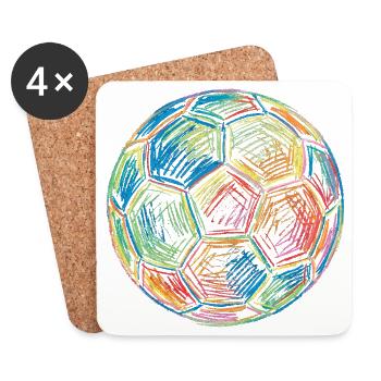 Ballon de football Football Football Dessin Graphique coloré - Dessous de verre (lot de 4) - blanc - Devant