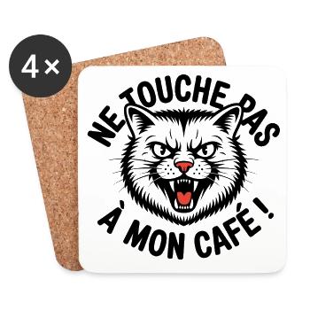 Ne touche pas à mon café ! - Dessous de verre (lot de 4) - blanc - Devant