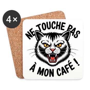Ne touche pas à mon café ! - Dessous de verre (lot de 4) - blanc - Devant