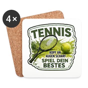 Tennis – Spiel dein Bestes - Untersetzer (4er-Set) - Weiß - Vorne