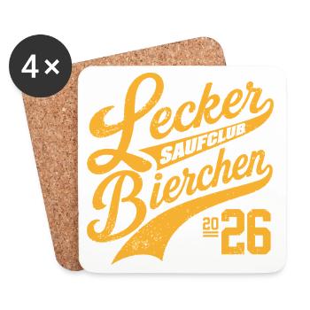 Lecker Bierchen Saufclub 2026 - Untersetzer (4er-Set) - Weiß - Vorne