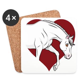 Un dessin manga d'un cheval Abbayan et un coeur - Dessous de verre (lot de 4) - blanc - Devant