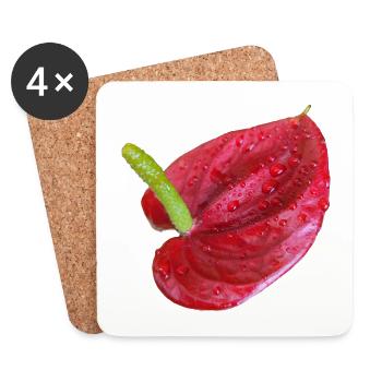 Vibrant_Red_Anthurium_Flower - Untersetzer (4er-Set) - Weiß - Vorne