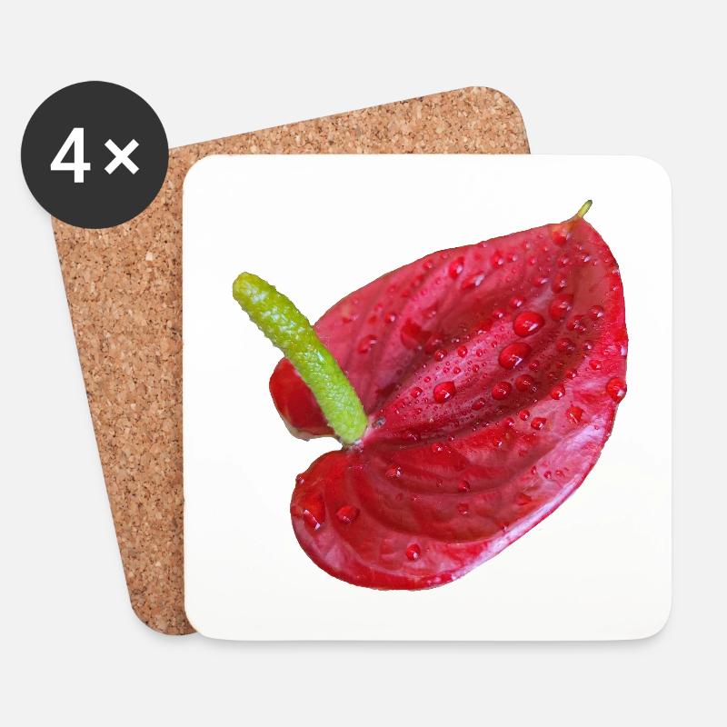 Vibrant_Red_Anthurium_Flower - Coasters (set of 4) - white