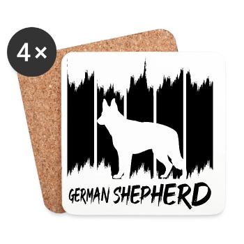 Berger allemand - Dessous de verre (lot de 4) - blanc - Devant