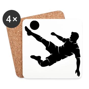 Fussballer Fallrückzieher Silhouette - Untersetzer (4er-Set) - Weiß - Vorne