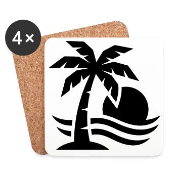 Palm Tree Beach Sun - Coasters (set of 4) - white - Front