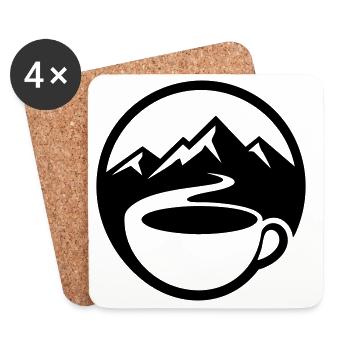 Coffee Mountains Emblem Outdoor Nature - Coasters (set of 4) - white - Front