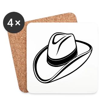 Chapeau de cow-boy - Dessous de verre (lot de 4) - blanc - Devant