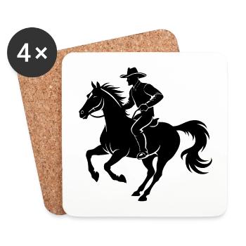 Cowboy über das Laufen - Untersetzer (4er-Set) - Weiß - Vorne