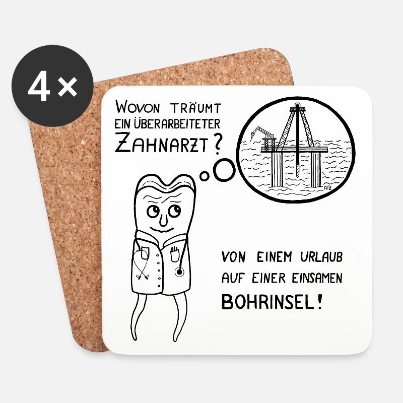 zahnarzt-bohrinsel - Untersetzer (4er-Set) - Weiß
