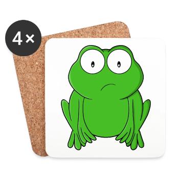 Smaragdfrosch Sorge mit weit aufgerissenen Augen - Untersetzer (4er-Set) - Weiß - Vorne