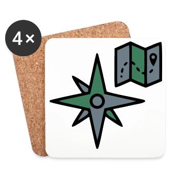 Kompass Landkarte Wandern Geocaching Survival - Untersetzer (4er-Set) - Weiß - Vorne