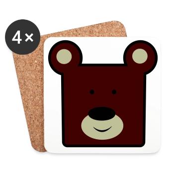 Tête d’ours brun rougeâtre minimale - Dessous de verre (lot de 4) - blanc - Devant