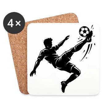 Silhouette de ballon de football en hauteur - Dessous de verre (lot de 4) - blanc - Devant