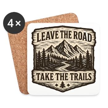 Verlassen Sie die Straße und nehmen Sie die Trails Patch - Untersetzer (4er-Set) - Weiß - Vorne