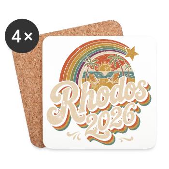 Rétro de plage Rhodes 2026 - Dessous de verre (lot de 4) - blanc - Devant