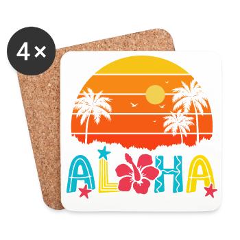 Aloha Sunset Palm Hibiscus - Coasters (set of 4) - white - Front