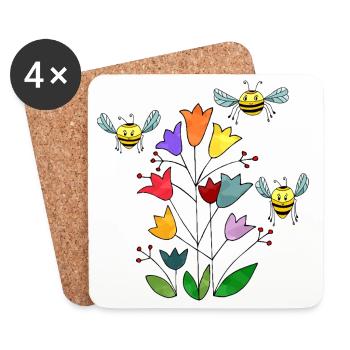 Insekten - Untersetzer (4er-Set) - Weiß - Vorne