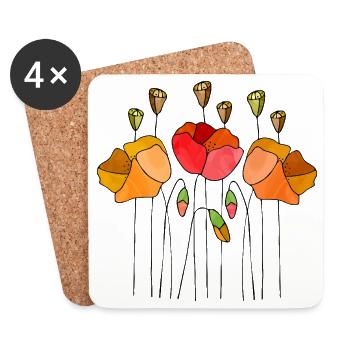 Fleur - Dessous de verre (lot de 4) - blanc - Devant