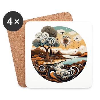 Paysage en spirale Couleurs côtières - Dessous de verre (lot de 4) - blanc - Devant