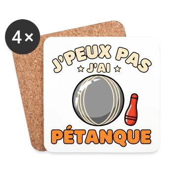 J'peux pas j'ai pétanque - Dessous de verre (lot de 4) - blanc - Devant