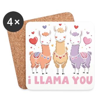 Cœur rétro design de la Saint-Valentin Amour - Dessous de verre (lot de 4) - blanc - Devant