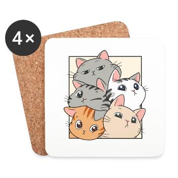 Katzenstapel Ensemble - Untersetzer (4er-Set) - Weiß - Vorne