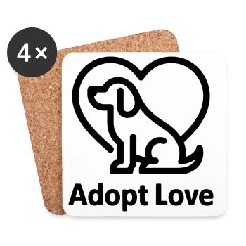 Adopt Love Paw Heart - Coasters (set of 4) - white - Front