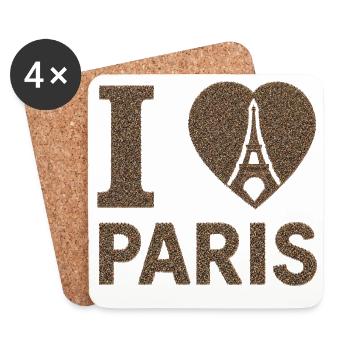 I Heart Paris Crowd Art - Untersetzer (4er-Set) - Weiß - Vorne