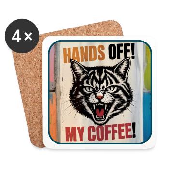 Mein Kaffee – wütende Katze - Untersetzer (4er-Set) - Weiß - Vorne