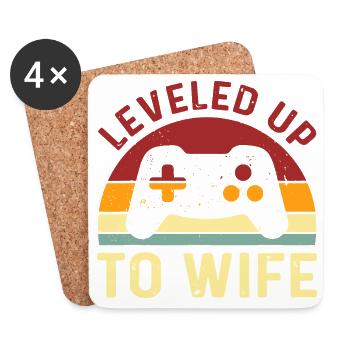 Level Up to Wife Retro Gaming Tee - Coasters (set of 4) - white - Front