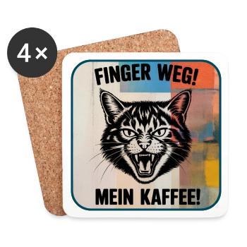 Finger Weg! Mein Kaffee Katzengraffiti - Untersetzer (4er-Set) - Weiß - Vorne