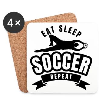 MANGEZ, DORMEZ, LE FOOTBALL RÉPÈTE - Dessous de verre (lot de 4) - blanc - Devant