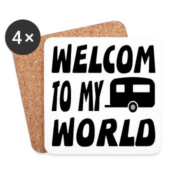 Camping - Coasters (set of 4) - white - Front