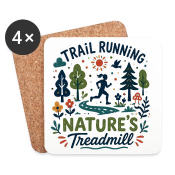 Trail Running Nature’s Treadmill Floral - Coasters (set of 4) - white - Front