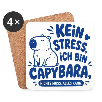 Kein Stress ich bin Capybara - Untersetzer (4er-Set) - Weiß - Vorne