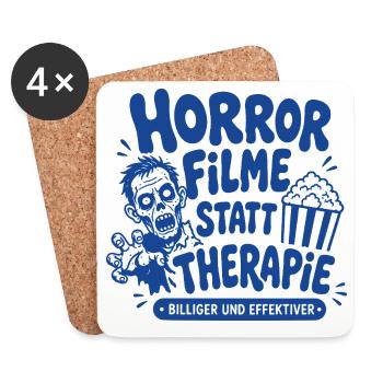 Horror Filme statt Therapie Humor - Untersetzer (4er-Set) - Weiß - Vorne