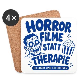Horror Filme statt Therapie Zombie - Untersetzer (4er-Set) - Weiß - Vorne